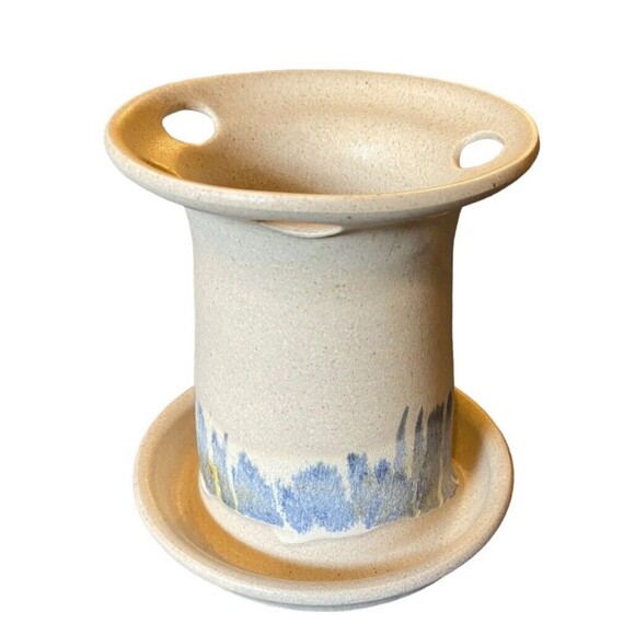 Handmade Pottery Fish Toothbrush Holder Signed 5 Hole Coastal Beach Ocean Decor - Picture 3 of 8